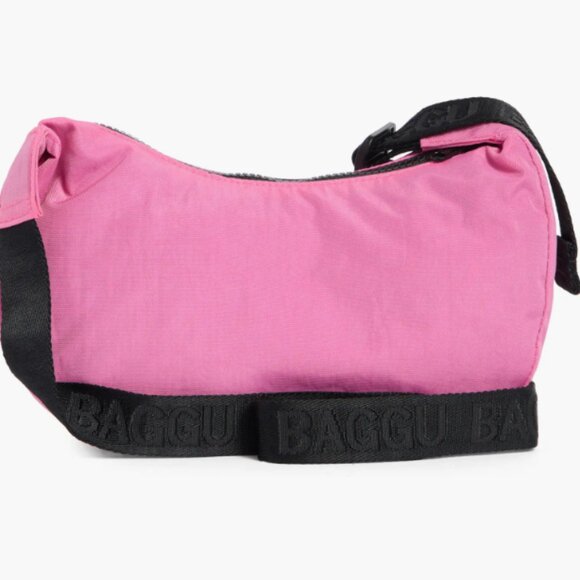 Baggu Small Crescent Bag - Recycled Nylon - Azalea Pink - NWT - Picture 1 of 6